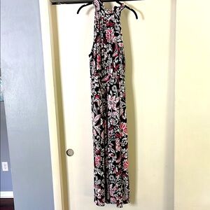 Floral Tie Halter Maxi Dress
